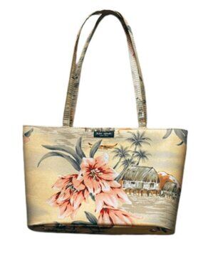 Vintage Kate Spade Rare Hawaiian Hibiscus Tropical Palm Tree Handbag